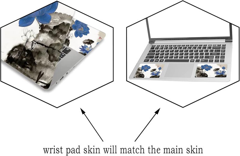 ARTSO 15.6 inch Laptop Notebook Skin Sticker Universal Soft Art Cover Decal Fits 12 13 13.3 14 15 15.4 15.6 inch Laptop Protector,Easy to Apply, Reusable, Blue Lotus Ink Painting - Image 3